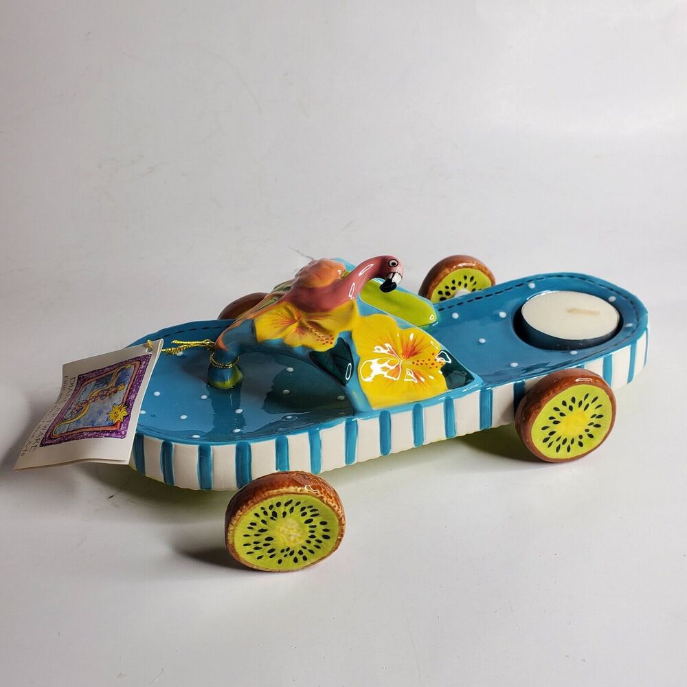 Vintage Diane's Happy Toes Hibiscus Flip Flop Flamingo Tea Light Holder